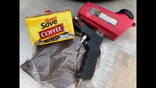 Blasting Test using USED Coffee Grounds - Harbor Freight Blaster + Again trying regular baking soda