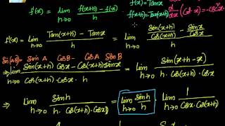 Calculus: Differentiation: Derivative  of Tan x from first principle