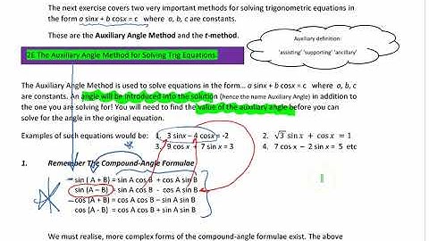 Auxiliary Angle method for solving Equations