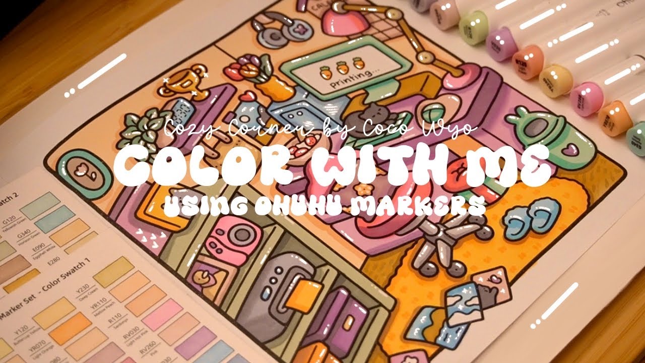 Color with me (ASMR) 🎨💕 Using ONLY the Ohuhu 48 Pastel Pack 🌱✏️ 'Cozy Corner'  