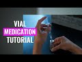 Ref:rmURzFKBvMQ How to withdraw medication from a vial  (nursing skills live demo)