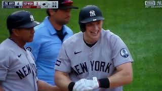 New York Yankees Ben Rice hits triple vs. Washington Nationals