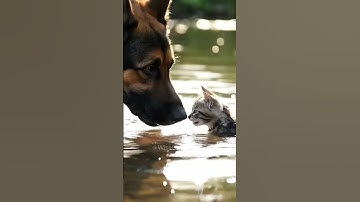 Khoảnh Khắc Ấm Lòng Khi Chó Cứu Mèo Con Bị Ngã Xuống Suối