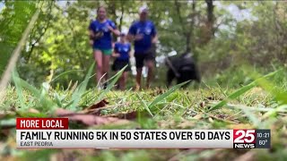 Family visits East Peoria on fundraising quest to run a 5K in each state over 50 days
