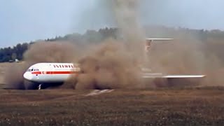 Ilyushin IL-62 Landing on a Field (1989)