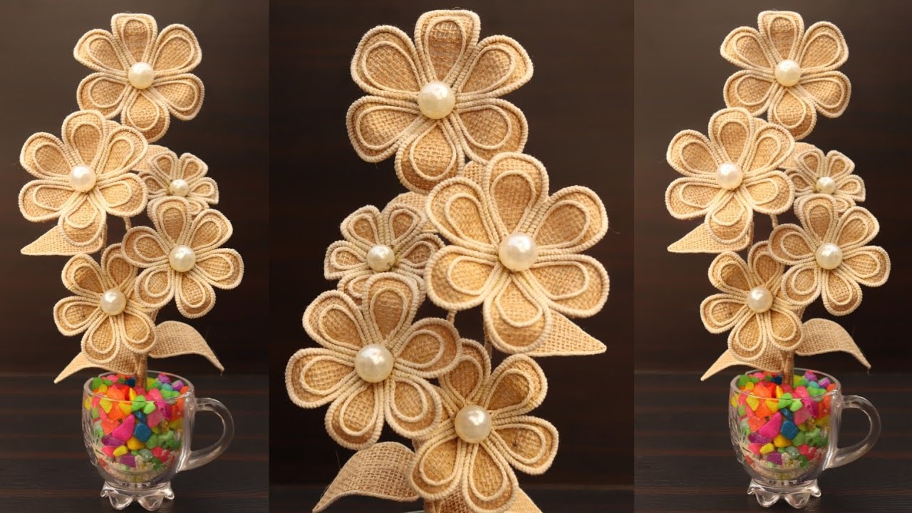 Flower vase | Jute Flower vase | DIY Jute Rope Flower Vase