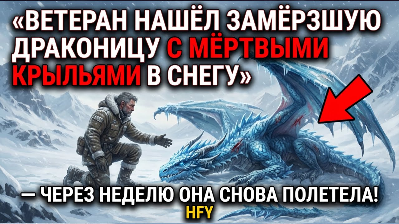 Ветеран нашёл замёрзшую драконицу с мёртвыми крыльями в снегу — через неделю она снова полетела  HFY