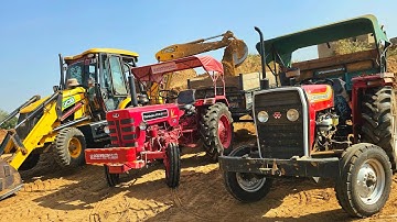 JCB 3dx Eco Loading New Mahindra 475 Eicher 380 Massey 241 Tractor Stuck in Mud | Jcb Tractor Video