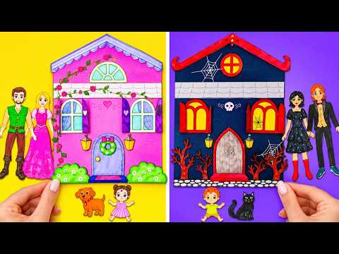 🏠🎃 Cute vs Spooky Paper Doll Houses! 💖🖤 Which One Would You Choose?