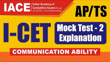 AP/TS I-CET Mock Test - 2 Explanation COMMUNICATION ABILITY | IACE