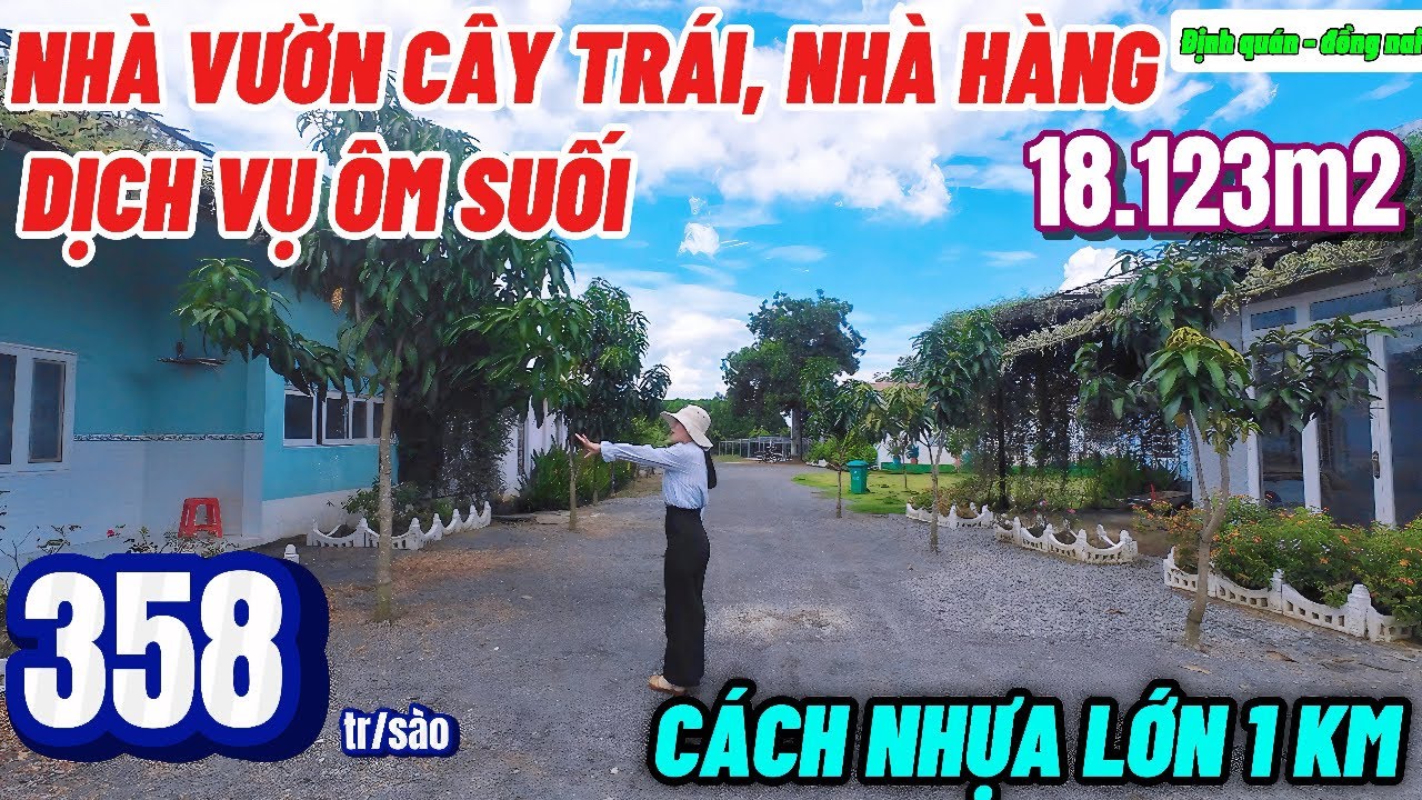 Nhà đất đồng nai, Hơn 300tr/ sào Bán gấp nhà vườn dịch vụ cây trái quán ăn ôm suối có nguồn thu ổn