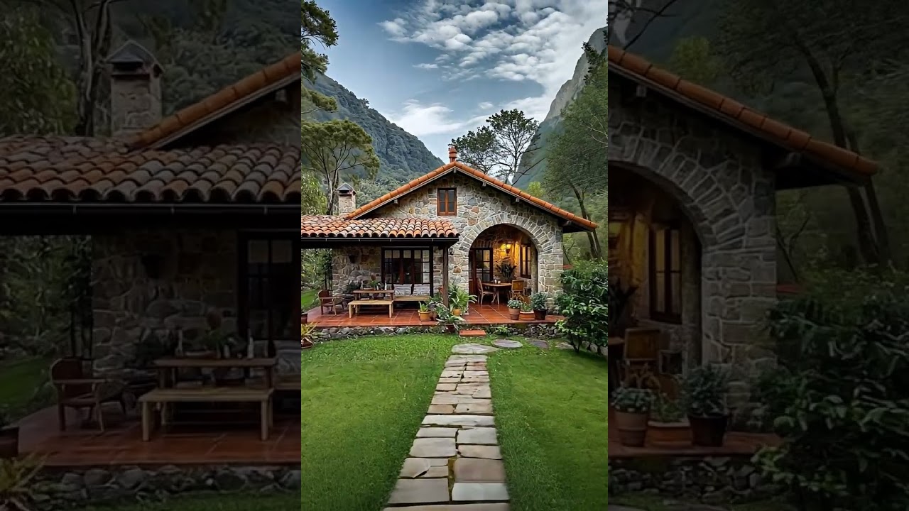 Casa de piedra con terraza