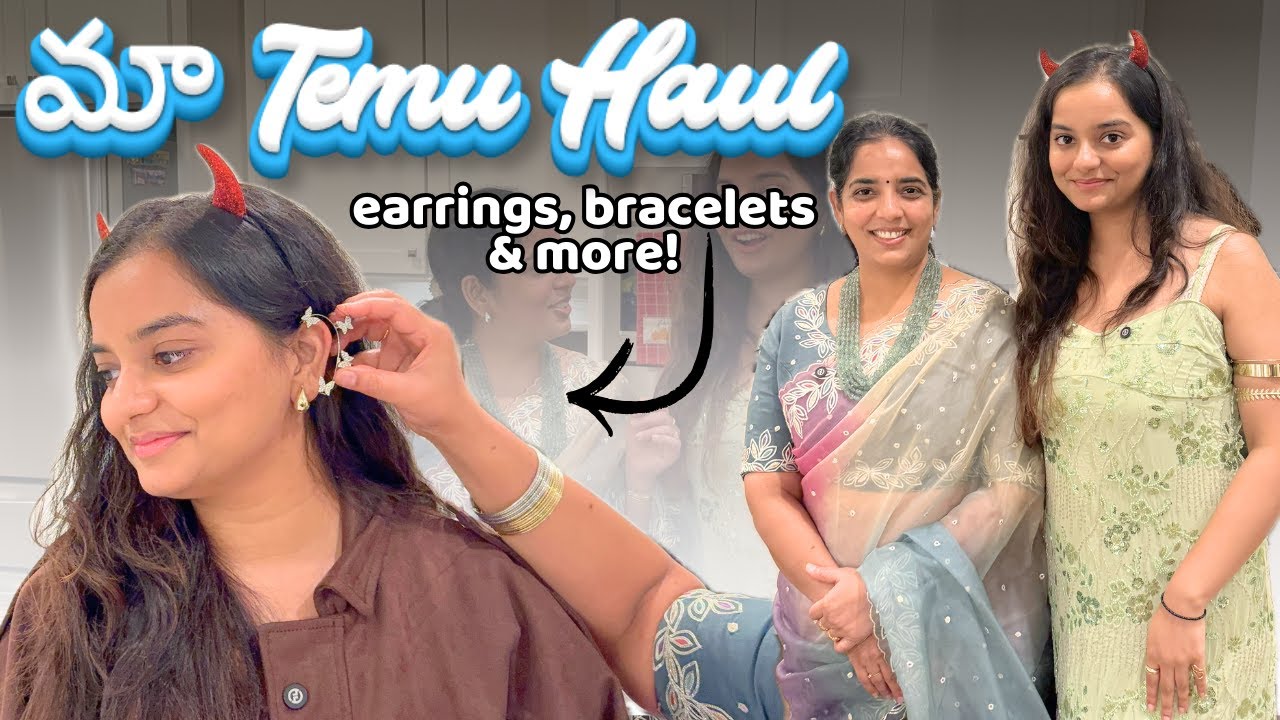 our Temu Haul: jewelry, hair accessories, home decor & more || Telugu Family Vlogs in USA || A&C