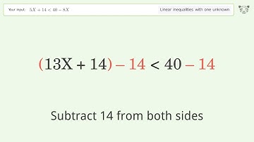 Solving Linear Inequalities: 5X+14 is Smaller Than 40-8X