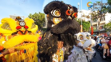 Hơn 100 đoàn múa lân bát tiên diễu hành Lễ Tết Nguyên Tiêu 2023 kẹt xe cứng ngắt Chợ Lớn Sài Gòn