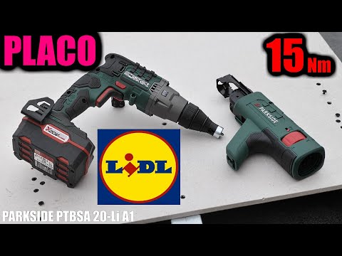 LIDL visseuse plaque de plâtre PARKSIDE PTBSA 20-Li A1 placo BA13 type Bosch Professional GTB 18V @BricovideoOvh