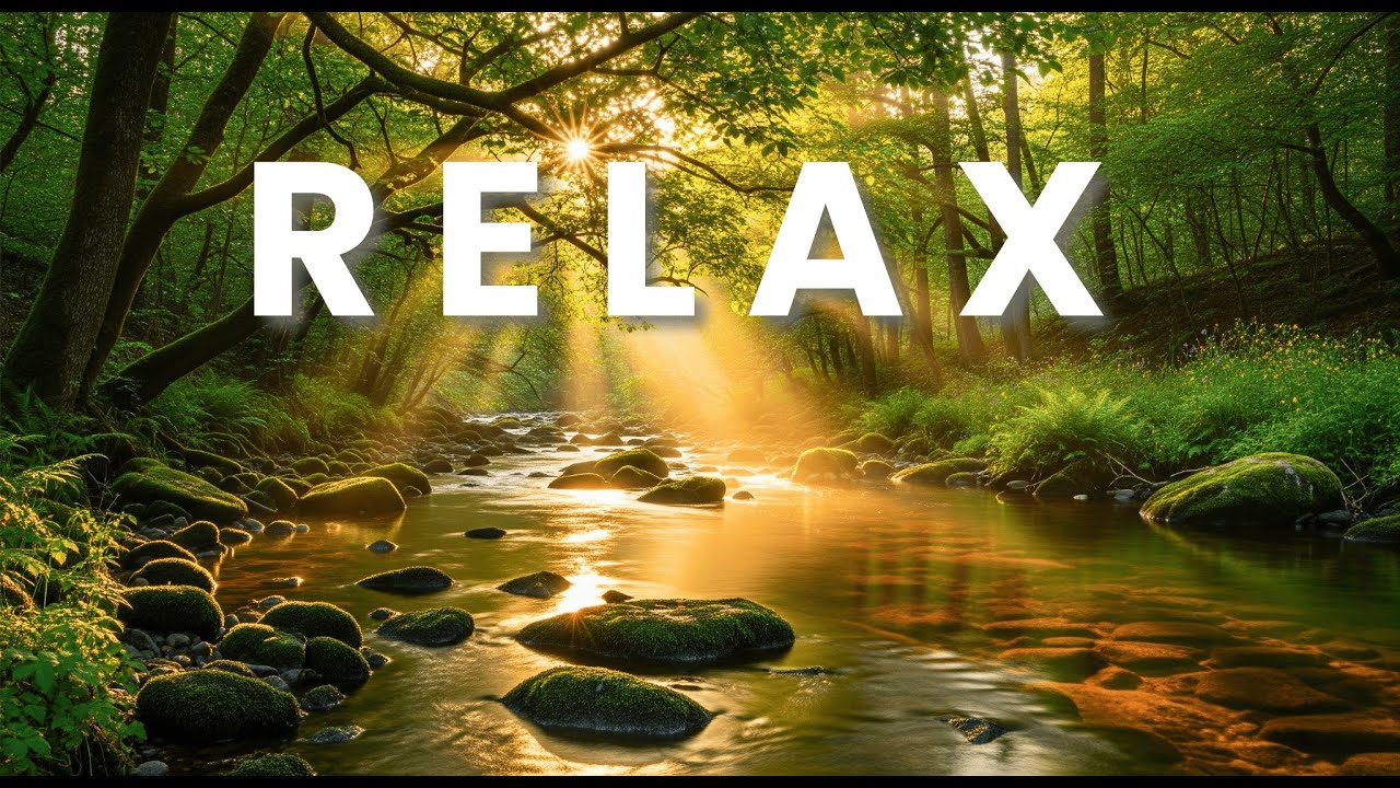 DEEP SLEEP MUSIC • Sunlit Forest River with Harp & Flute • 2-Hour Stress Relief Soundscape