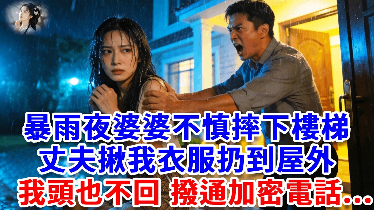 暴雨夜婆婆不慎摔下樓梯，丈夫揪我衣服扔到屋外：想害我媽，凍死算了！我單衣站立在雨中，婆家在屋裏說笑，我撥通加密電話：爸，讓徐家徹底消失！#詩涵講故事#為人處世#生活經驗#情感故事#晚年哲理#說故事