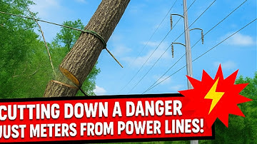 Dangerous Tree Felled Just Meters From Power Lines! ⚡🌳