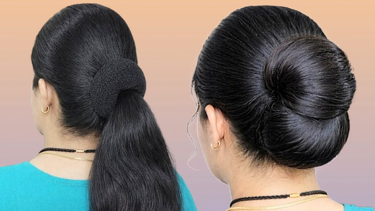 Quick & Simple Updo Hairstyle W क्लचर & Donut _ Easy Hairstyles F Medium Long Hair F Wedding 