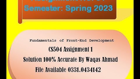 CS504 ASSIGNMENT 1 SOLUTION BY WAQAS  100% CORRECT SOLUTION 2023