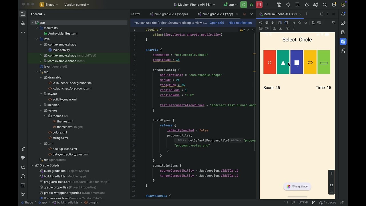 Shape Detection Game (Android)