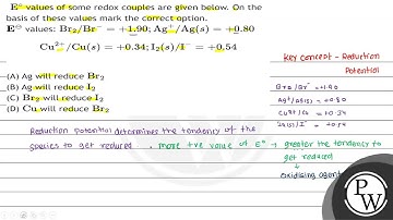 \( \mathrm{E}^{\circ} \) values of some redox couples are given below. On the basis of these val...