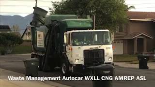 Chino,CA/Waste Management AutoCar WX & Peterbilt 320 AMREP CNG ASL’s Collecting Trash&Recycle