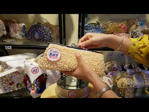 VÍ NỮ CẦM TAY DỰ TIỆC AMLILY- Ví ngọc trai dài nắp nơ tinh tế sang trọng