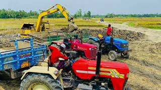 Jcb 3dx loading Swaraj  tractor 4×4 stuck in mud || Sonalika tractor || Tractor power test || 286