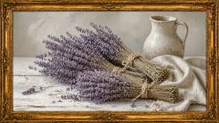 Lavender Bundles on a Rustic Table | 4K Framed Art Screensaver | 2 Hours Silent Painting TV Display screenshot 2