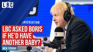 This is the moment nick ferrari asked boris johnson whether he and
partner carrie symonds were expecting a baby back in november. prime
minister has anno...