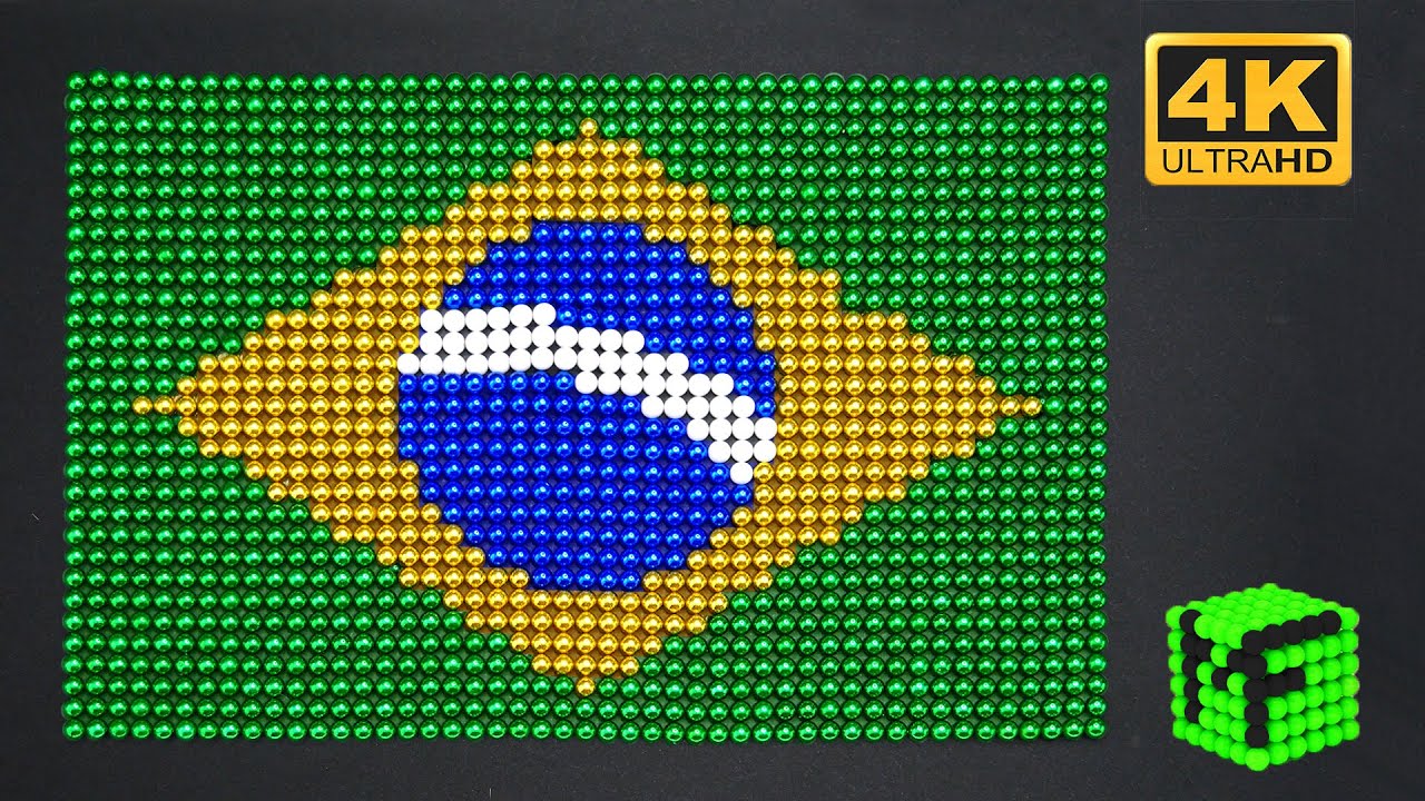 the flag of Brazil, the Brazil flag, magnet flag, magnet cube making, ASMR video, 4K