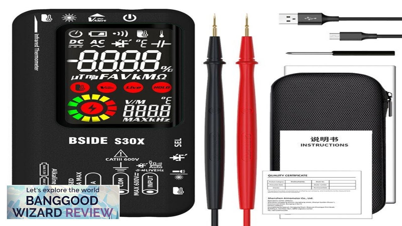 BSIDE S30X Infrared Temperature Multimeter DC/AC Voltage Resistance Capacitance Frequency Review