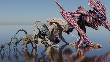 Alien Xenomorph Size Comparison. 3D Animation