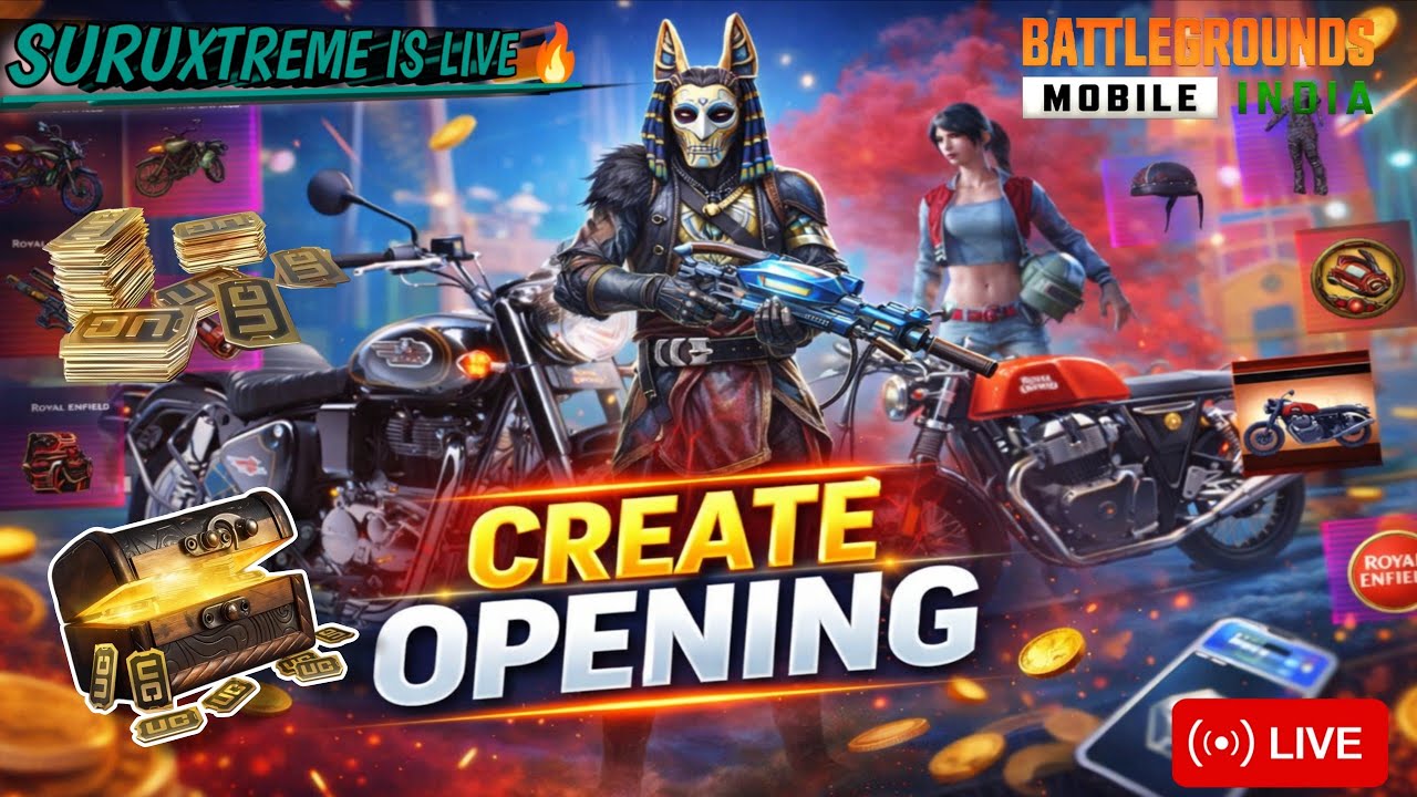 SURUXTREME Is LIVE!  Bgmi Create Opening New Royal Enfild 🔥 