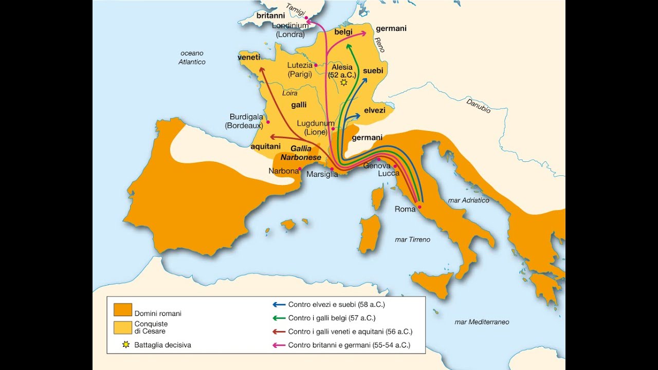 Карта завоеваний рима. Походы Цезаря в Галлию карта.