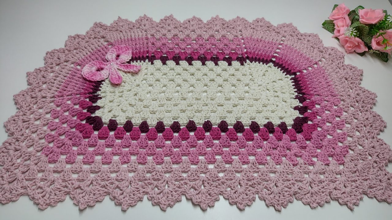 💞 Tapete para porta/ saída de box / peseira _ Vídeo aula DESTRO em crochê