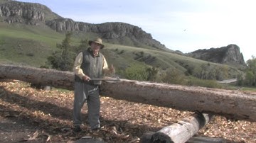 Montana School of Log Building:Peeling House Logs with a drawknife