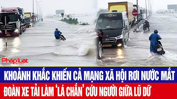 Khoảnh khắc khiến cả mạng xã hội rơi nước mắt: Đoàn xe tải làm ‘lá chắn’ cứu người giữa lũ dữ