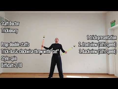 Double staffs tutorial - clockwise throw with "cut"