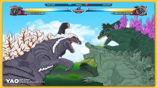 Godzilla Ultima vs Godzilla Filius \& Millennium with Healthbars | YaoKit Animations