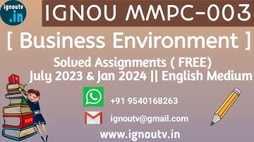 IGNOU MMPC-03  Solved Assignment July 2023 & Jan 2024 [FREE] || IGNOU MBA || IGNOU TV || IGNOU ||