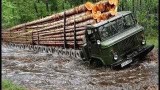 CRAZY Fastest Logging Truck Cars Fails American Drivers In Off Road & Dangerous Crossing River