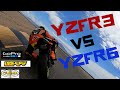 Yamaha R3 vs Yamaha R6 Track Racing