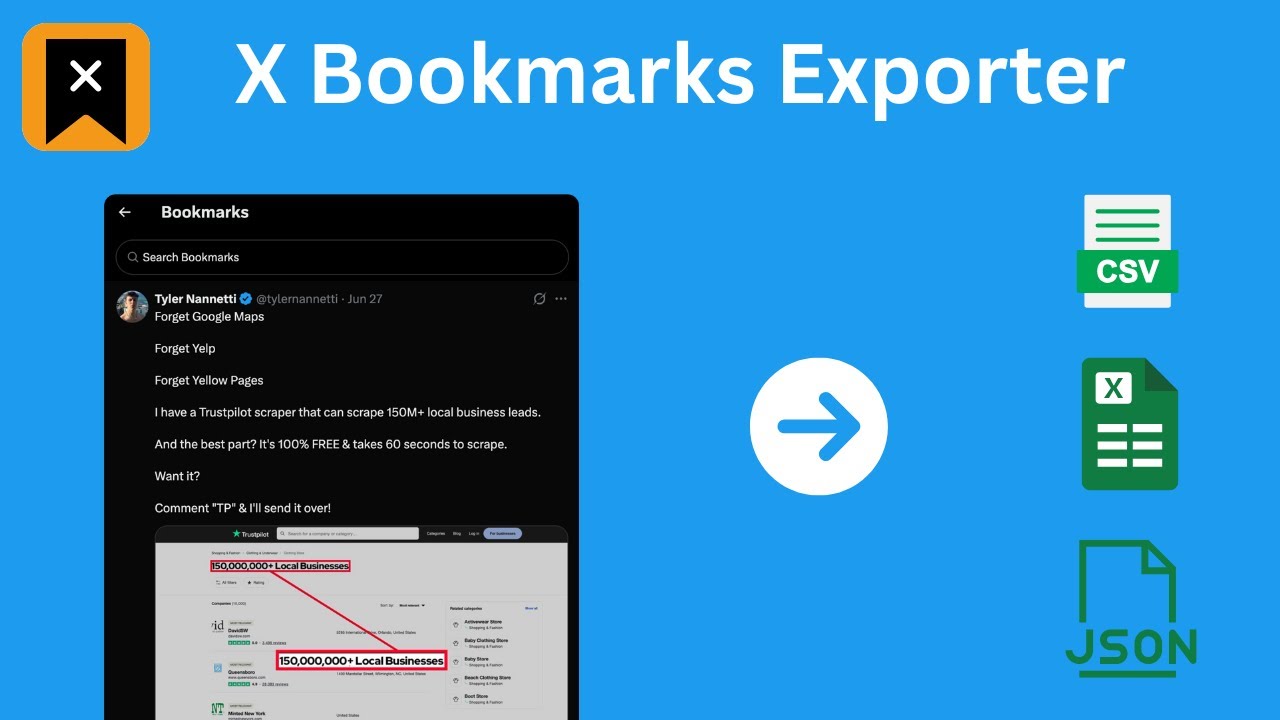 How to bulk export X (Twitter) bookmarked posts as Excel file? - YouTube