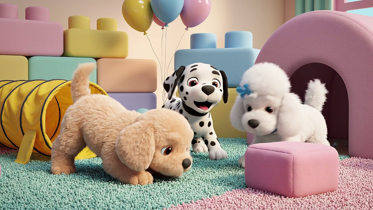 Four Little Puppet Dogs Bark Bark Bark | Fun Puppy Song & Nursery ...