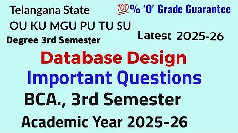 Database Design  | Important Questions | 2025 - 26 |  BCA 3rd semester OU KU MGU PU TU
