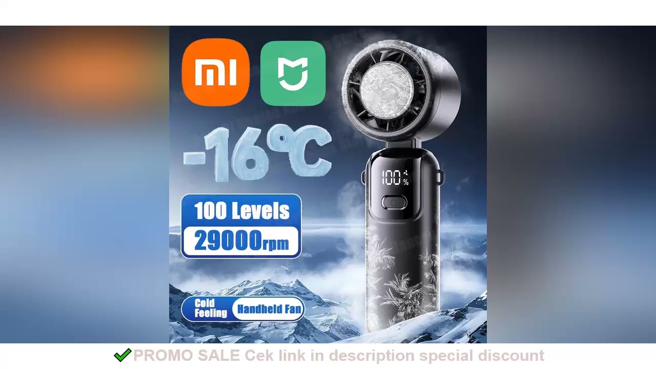 Xiaomi Refrigeration Handheld Electric Fan High-speed Violent Turbo Fan Folding Neck Hanging Ice Pac