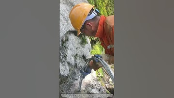 Slope Protection Installed : Rock Anchoring Process in Action